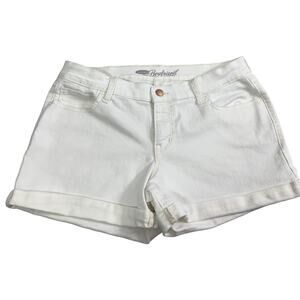 Womens White Denim Boyfriend Shorts‎ Size 8 Jean Roll Up Cuff